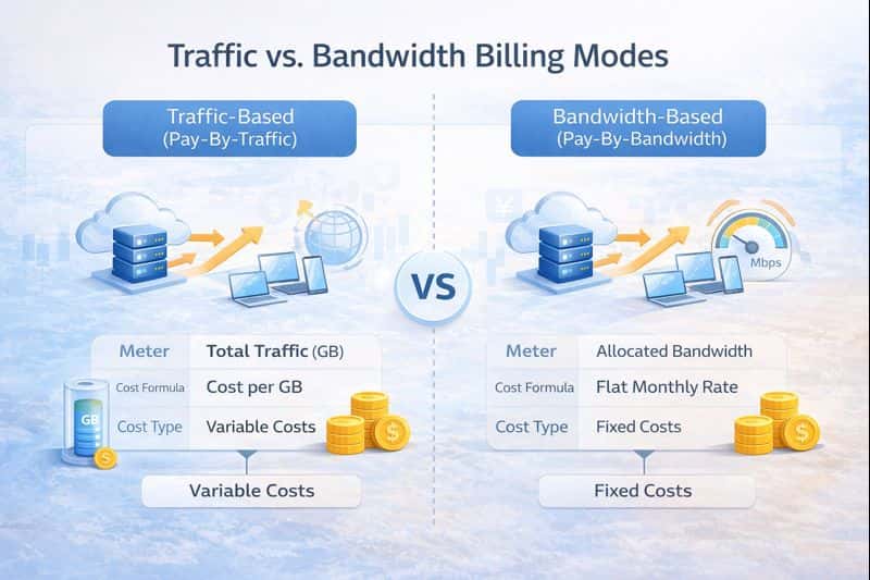 阿里云国际版公网流量按量计费与固定带宽计费方式差异示意图