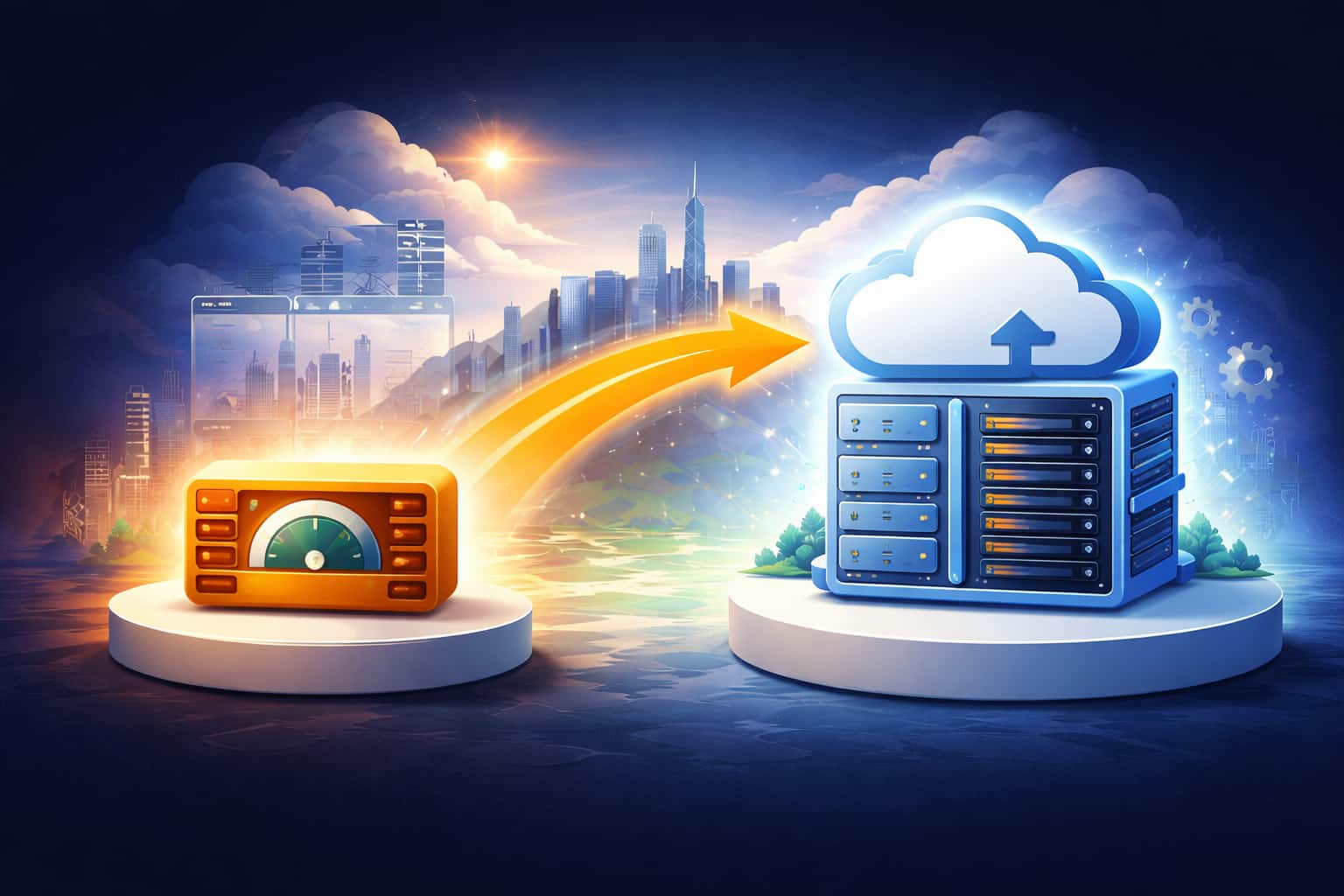 轻量服务器向云服务器升级的使用阶段示意图