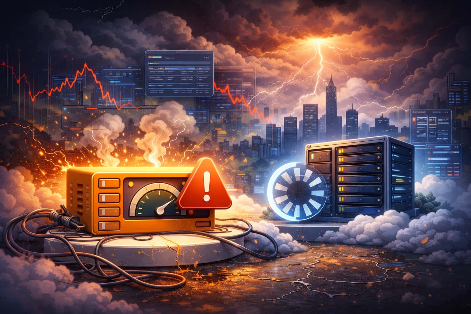 轻量服务器在高负载和资源受限情况下出现不稳定状态的示意图