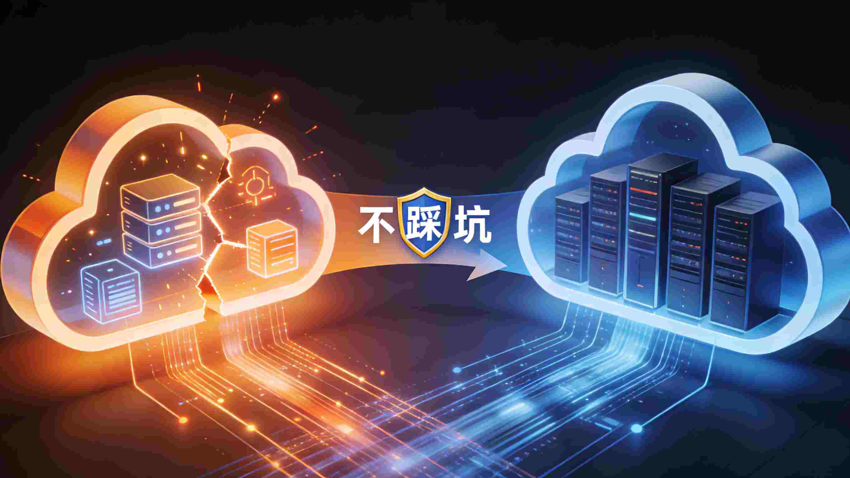 轻量服务器在负载增加后出现不稳定，并逐步迁移到云服务器的阶段示意图