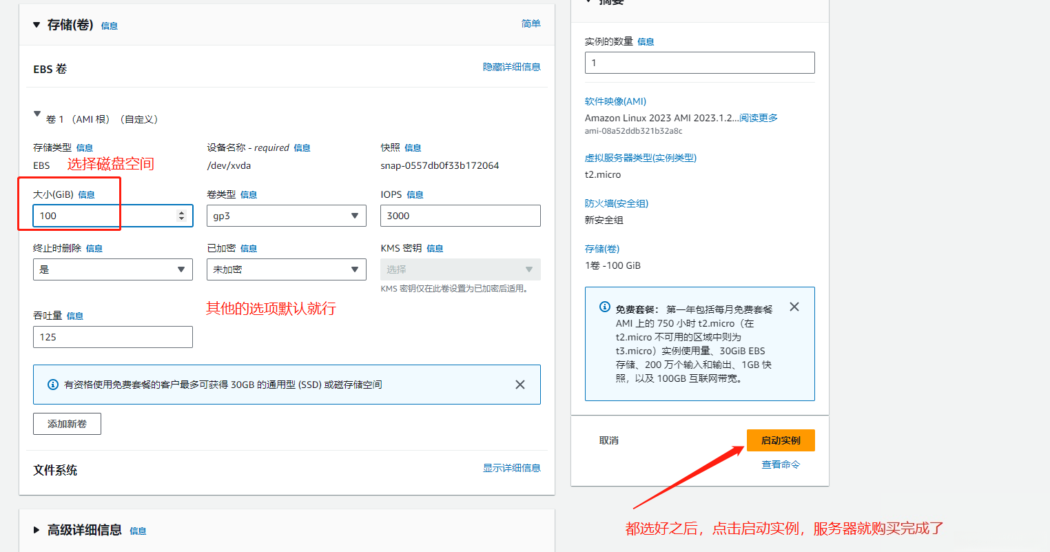 亚马逊云服务器购买第九步